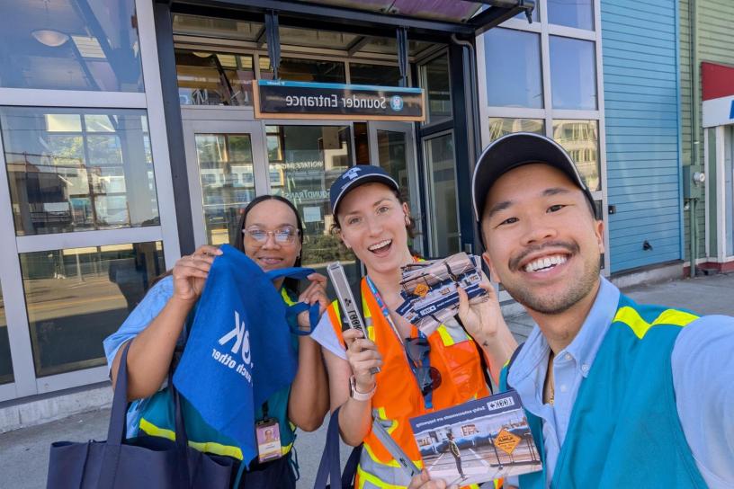 Staff ambassadors smiling to the camera