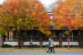 A couple walks down the street on their way to downtown Issaquahs' Salmon Days event.