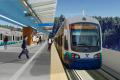 Rendering of riders boarding a train at Mountlake Terrace