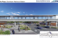 Future downtown Redmond station design with entrances on either side of Northeast 166th Street.