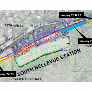 Bellevue Station girder installation map