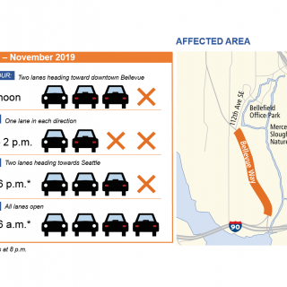 East Link Extension South Bellevue Station Bellevue Way lane configuration changes map