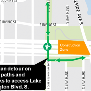 Judkins Park pedestrian trail detour map