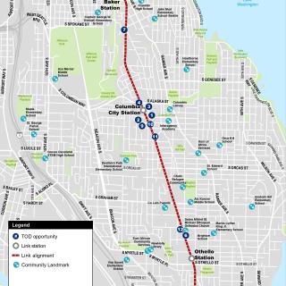 Map of Rainier Valley transit oriented development area