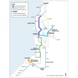 Map of the future Sound Transit service area