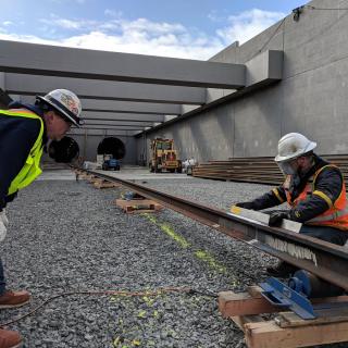 Inspecting the welded rails