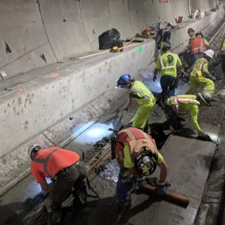 Pouring concrete in the Northgate tunnels