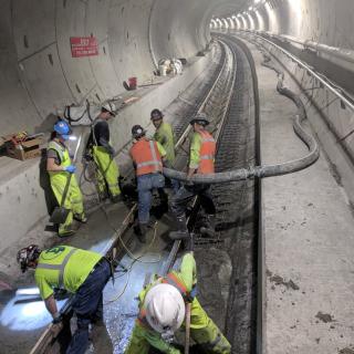 Pouring concrete in the Northgate tunnels