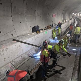 Pouring concrete in the Northgate tunnels