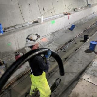 Pouring concrete in the Northgate tunnels