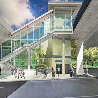 Judkins Park Station entrance from Rainier Avenue looking west