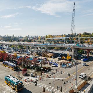 View of the future Northgate Link light rail station from the nearby parking garage