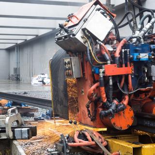 Welding together two pieces of rail