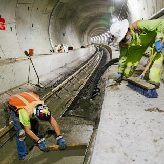 Pouring concrete in the Northgate tunnels