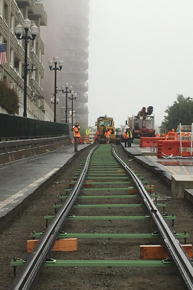 Rail installation on Stadium Way