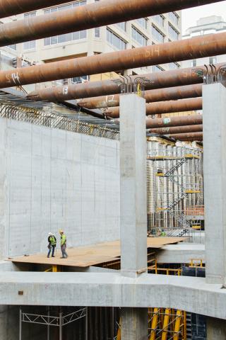 Construction of the University District Station.