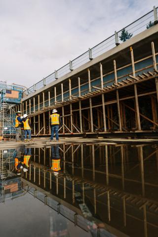 Construction photo of Mountlake Terrace Station, Background homepage March 2022