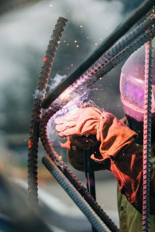 A worker at a Sound Transit construction site.