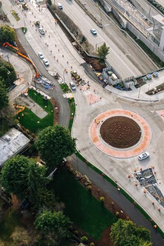 An aerial view of a Link construction area.