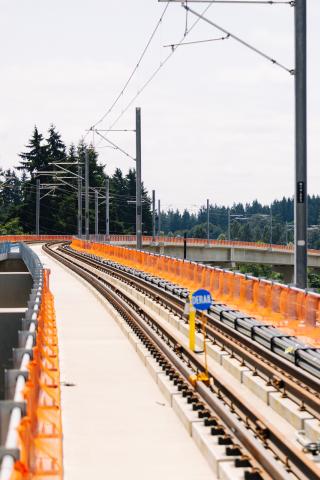 Link light rail tracks near Shoreline, part of the Lynnwood Link extension.