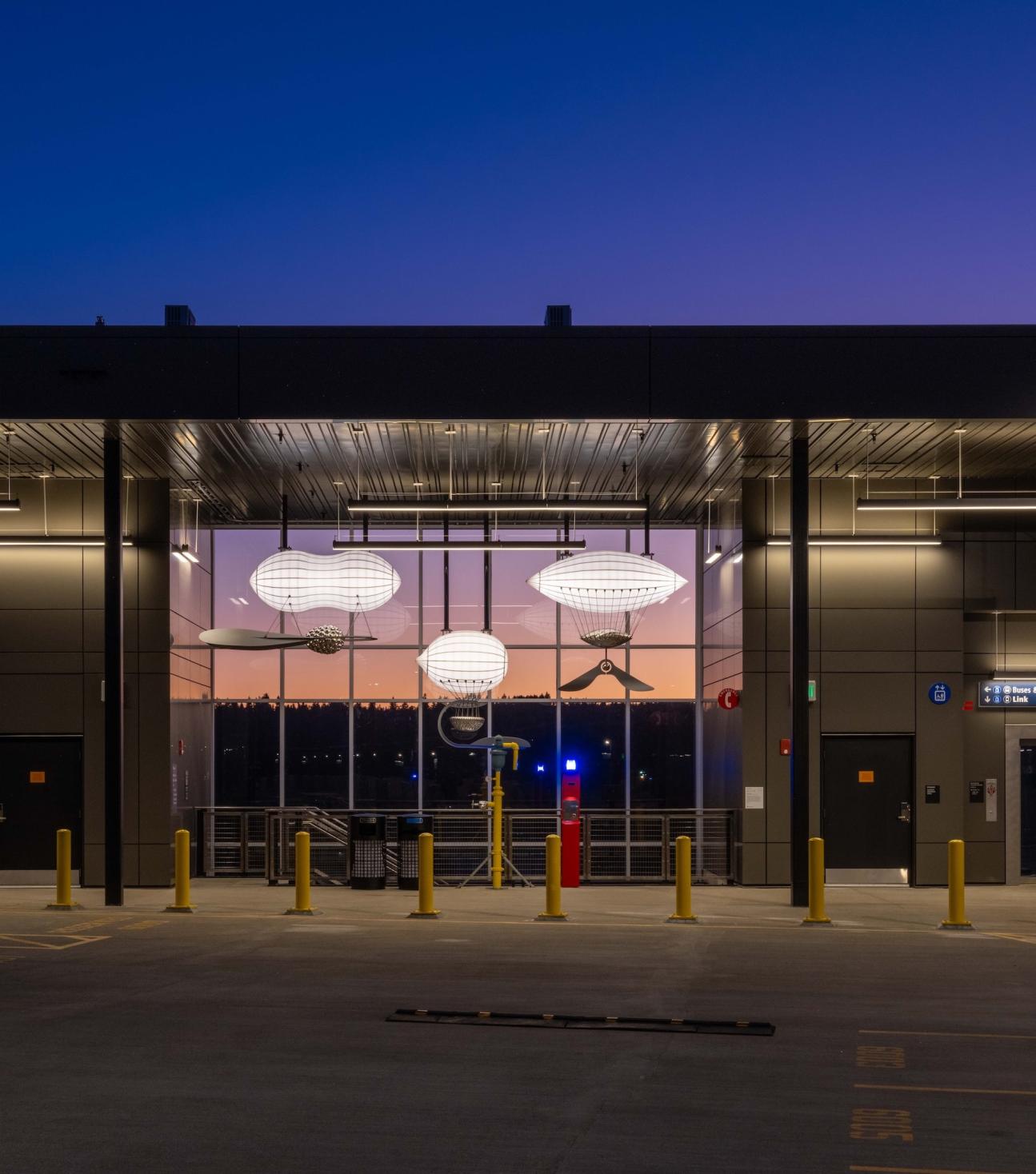 Marymoor Village Station at twilight