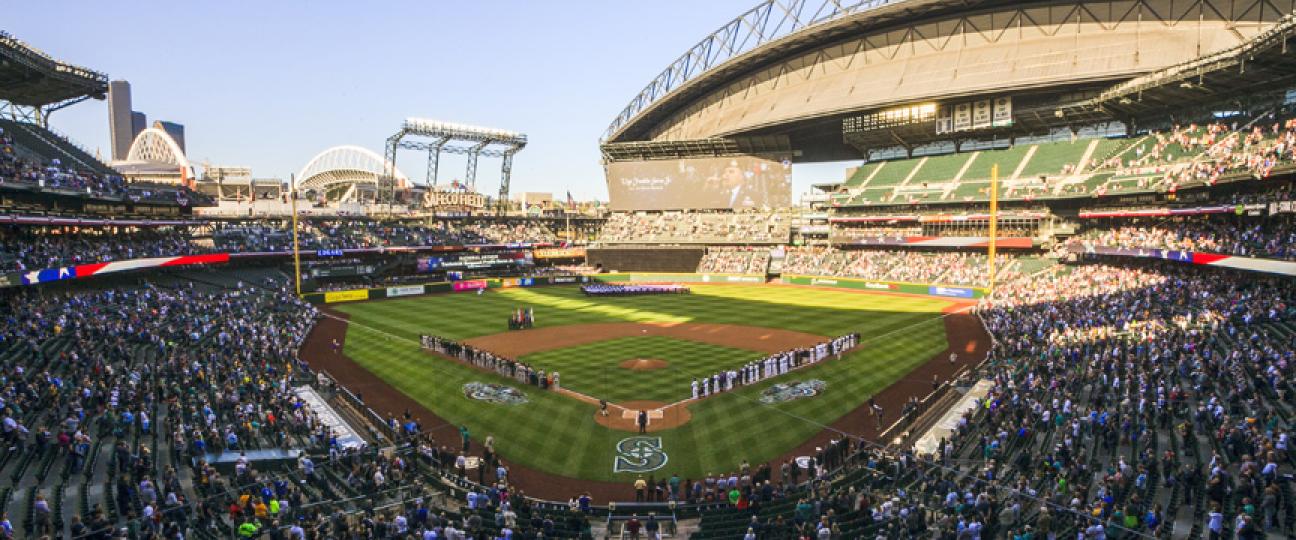 Safeco field during a Mariners game.