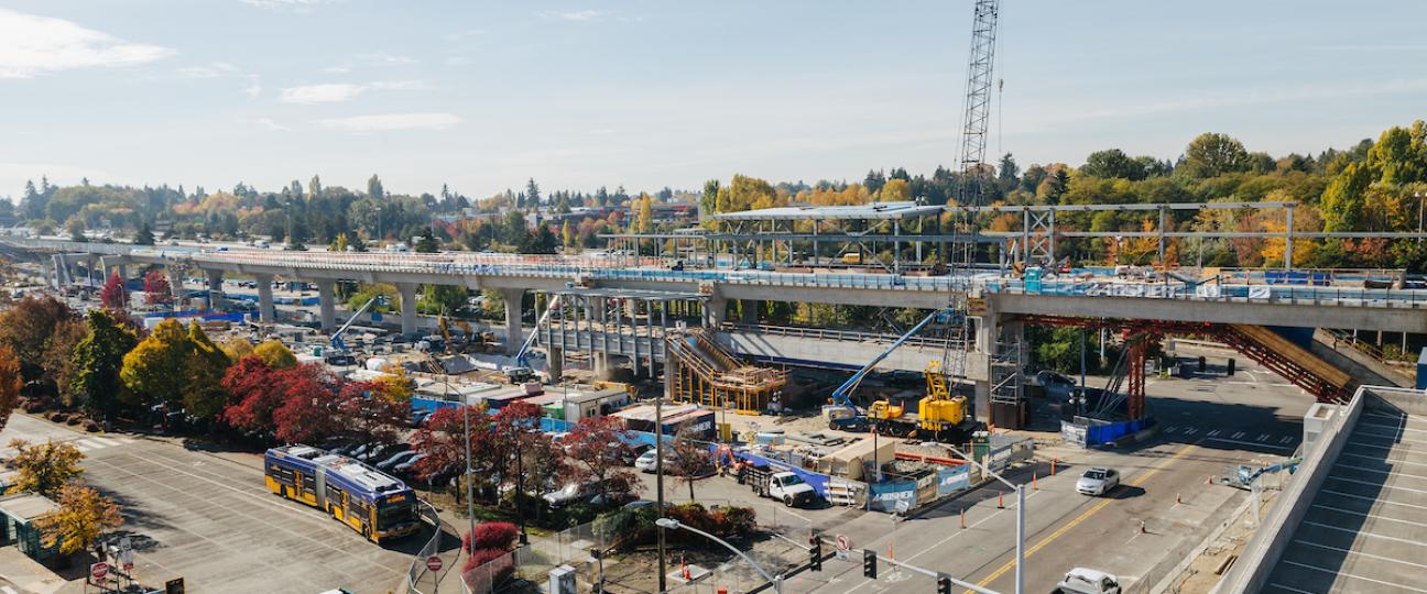 Northgate station under construction in fall, 2018