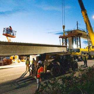 Nighttime work at a Link light rail construction site.