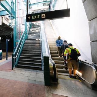 Escalators at Chinatown/International District Station.