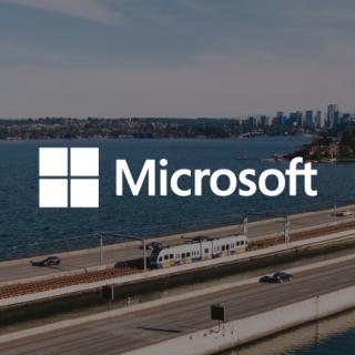 Microsoft logo with the Crosslake Connection in the background