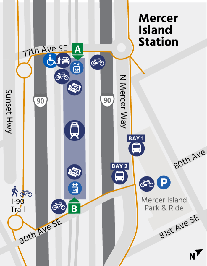 Map of Mercer Island Station.