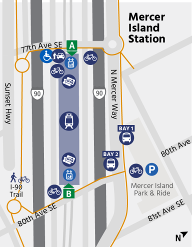Map of Mercer Island Station.
