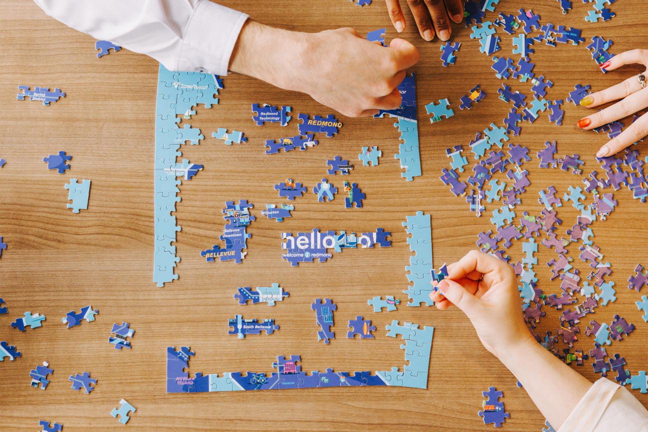 A jigsaw puzzle of the Downtown Redmond Extension.