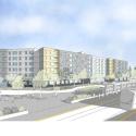 A rendering of TOD at Overlake Village Station.