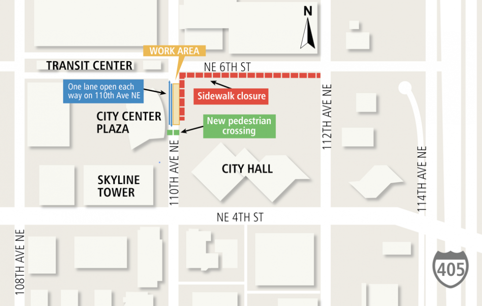 East Link Extension Central Bellevue 110th Avenue Northeast reopening map