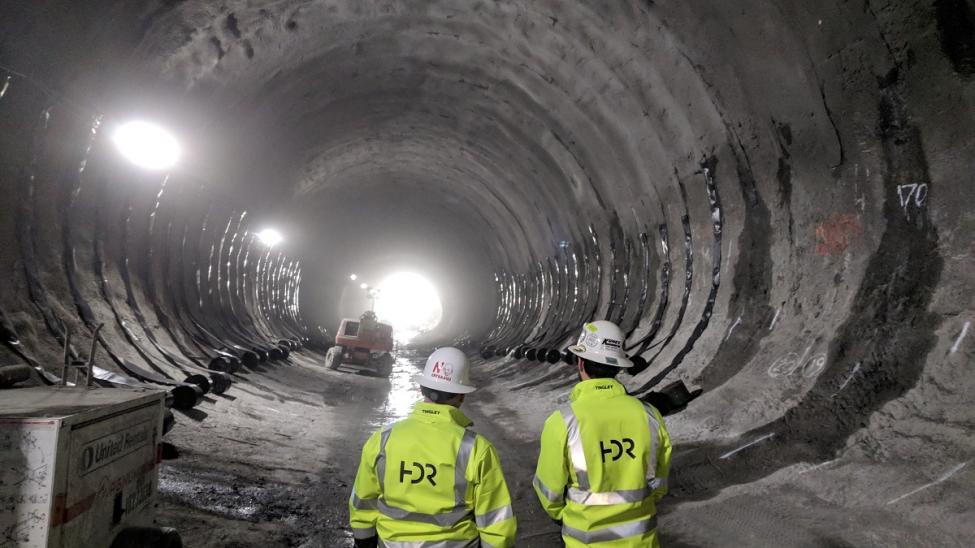 A look inside the downtown Bellevue tunnel where contractors are spraying concrete on the tunnel walls.