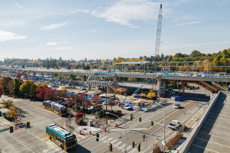 Northgate station under construction in fall, 2018