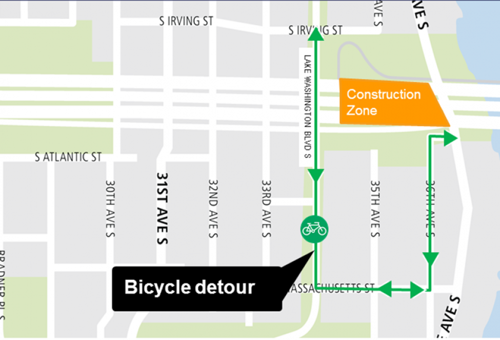 Judkins Park bike trail detour map