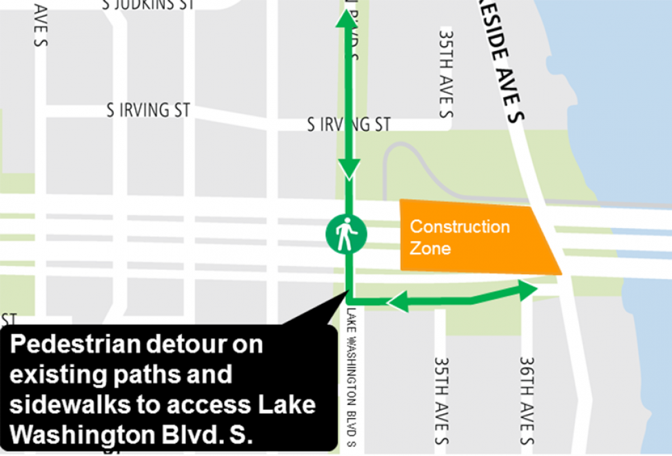 Judkins Park pedestrian trail detour map