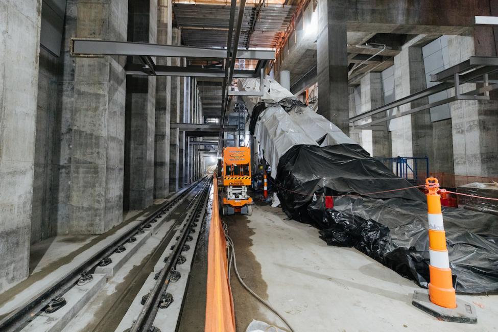 Looking down the platform from the future underground Roosevelt Station