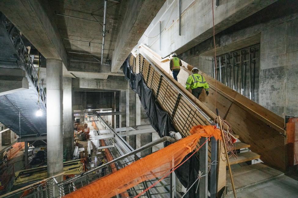 A look at some of the stairwell entrances inside the future Roosevelt Station.