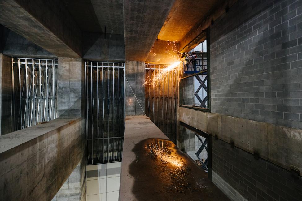 Sparks fly inside the future underground Roosevelt Station