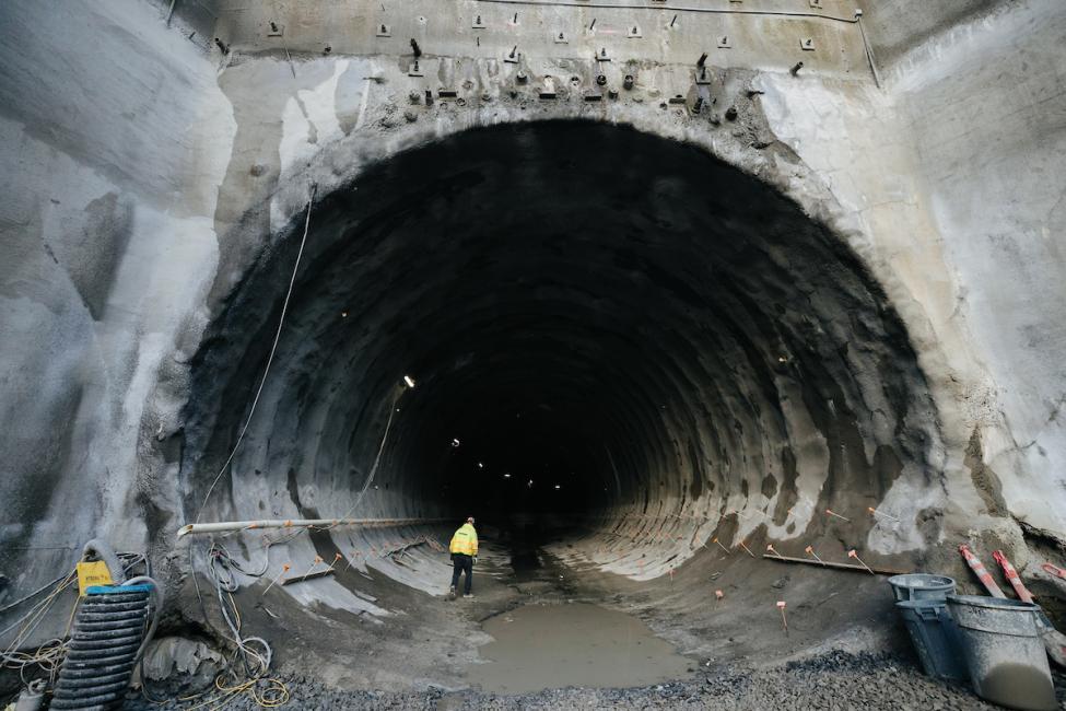 The entrance to the future East Link light rail tunnel under downtown Bellevue