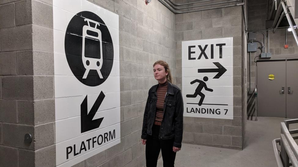 Inside the stairwell at the University of Washington Station