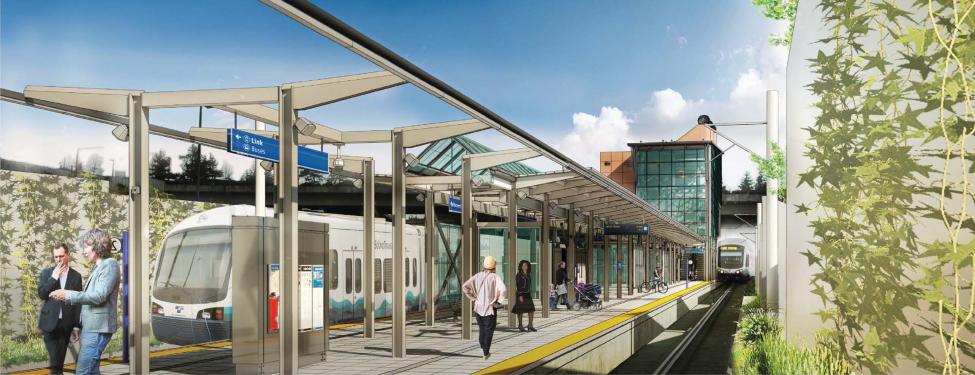 A rendering of the completed Mercer Island Station platform.