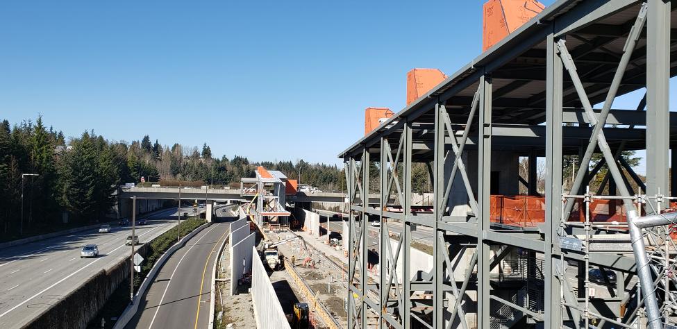 The Mercer Island Station under construction.