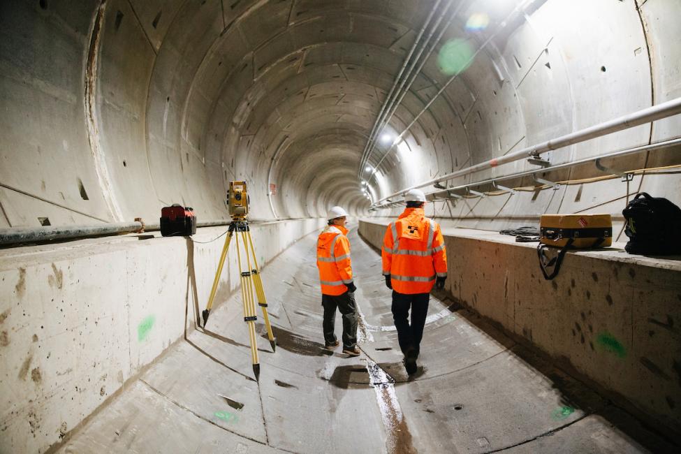 Inside the new Northgate light rail tunnels.