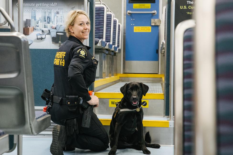 King County Sheriff Deputy Kristi Bridgman and K-9 Luna do daily checks of our trains.