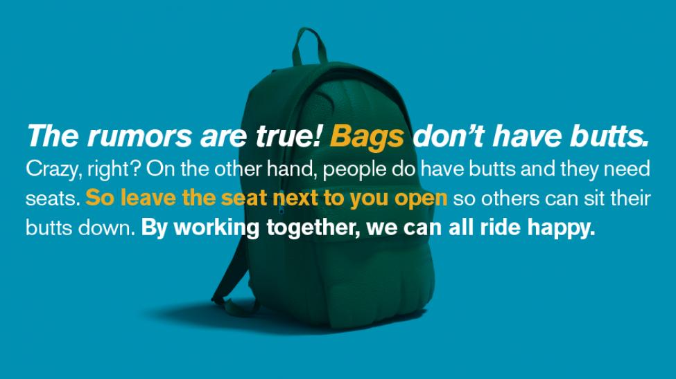 Please put your luggage under your seat on Link light rail