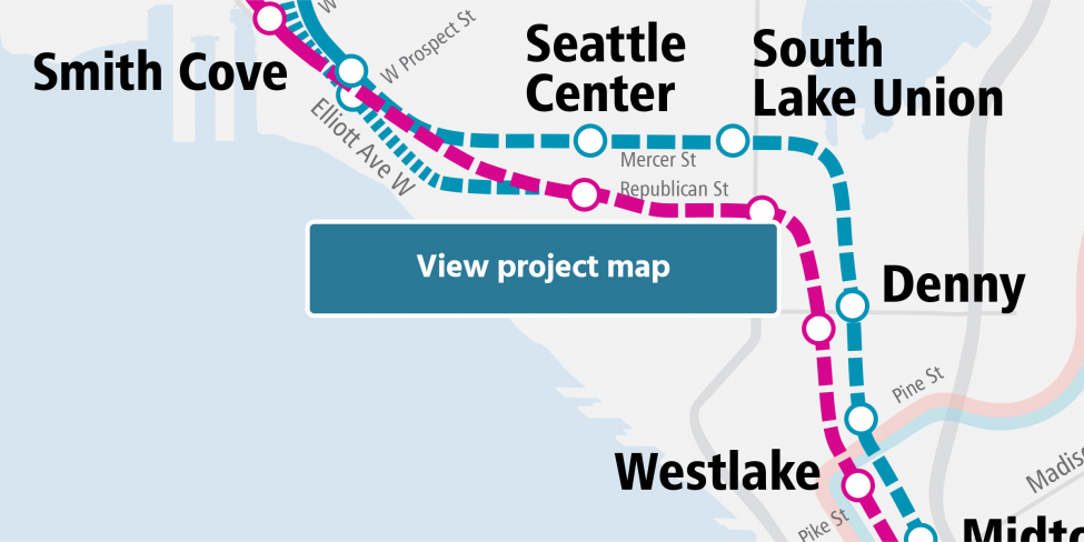 Cropped map of West Seattle and Ballard project map